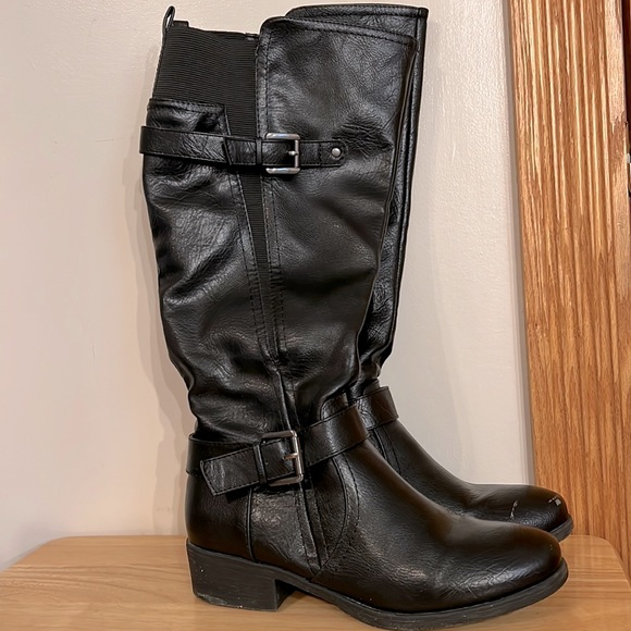 croft & barrow Shoes Croft Barrow Black Faux Leather Boots Poshmark